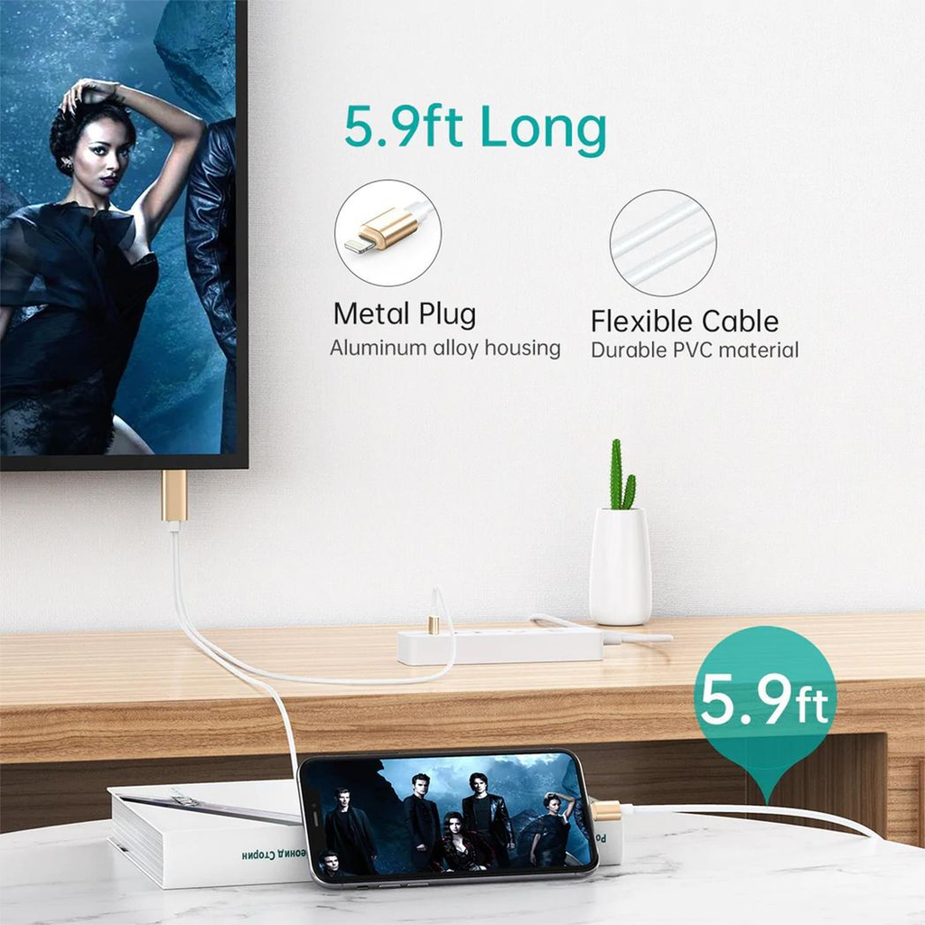 Aquarius Full HD Support HDMI Connector Cable for Phone/Pad Gold