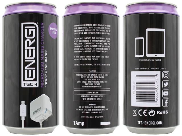 Advanced Accessories Tech Energi Micro-USB Mains Charger 1Amp - White