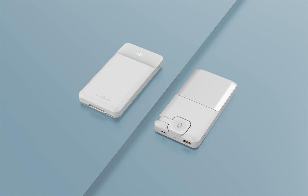 Portable Wireless Charging Station Magsafe Power Bank (3-in-1) White