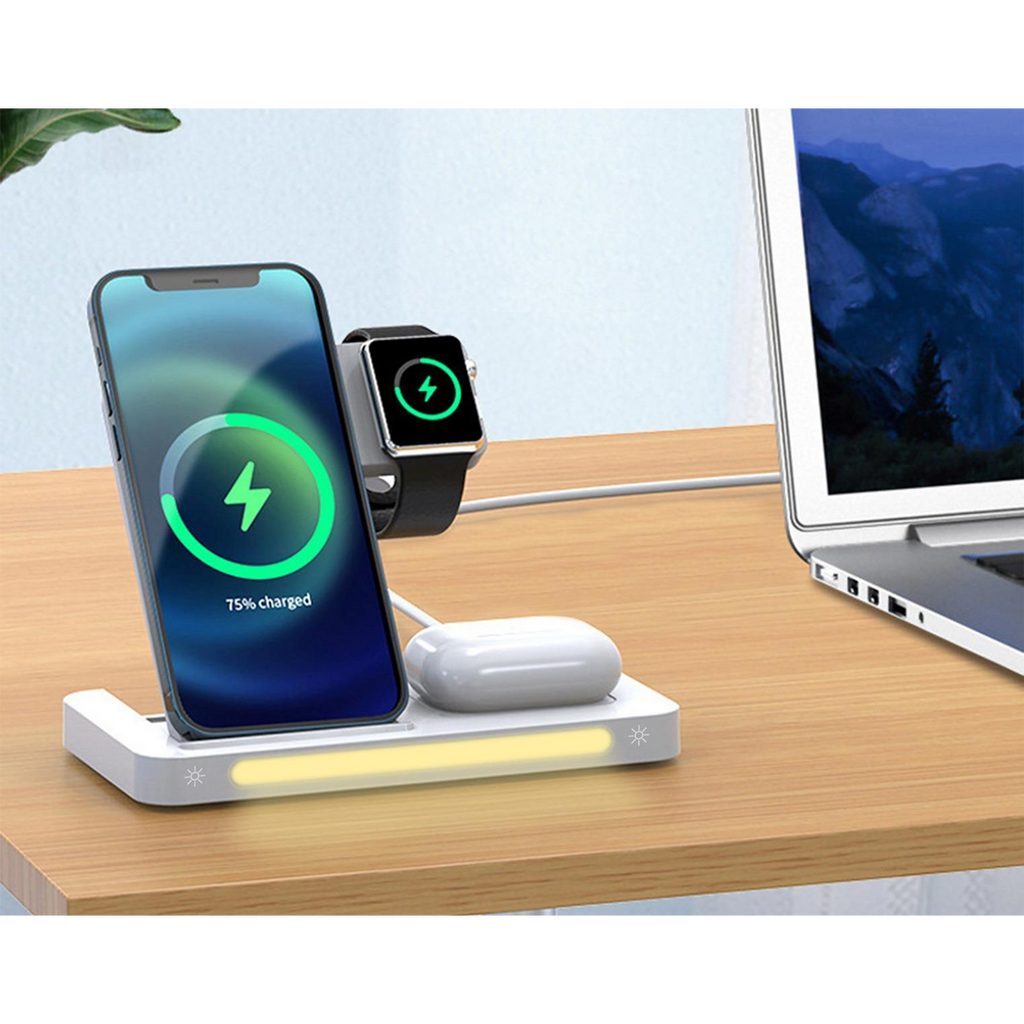 WYEFLUX 15W 3-in-1 Wireless Charging Stand with LED Light