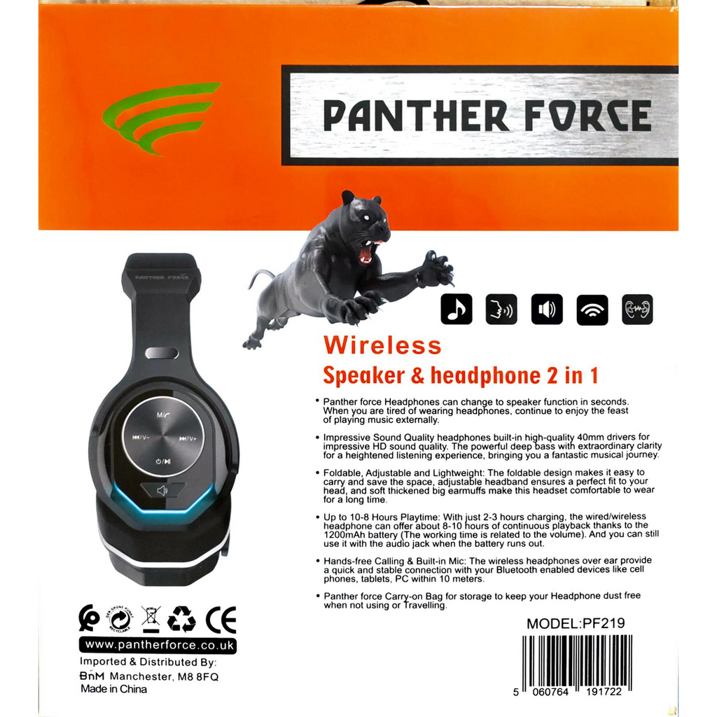 Panther Force Wireless Bluetooth Headphone + Twistout Speaker PF219