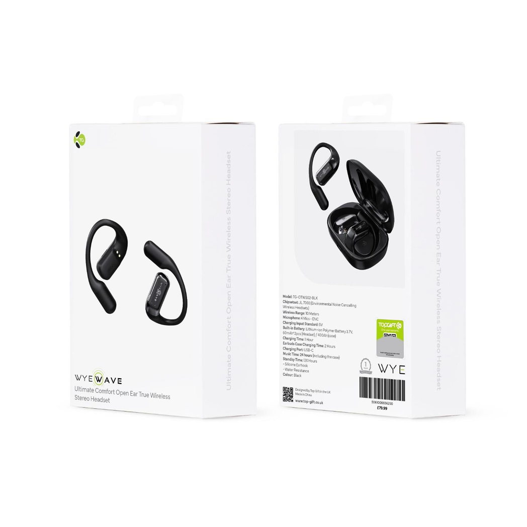 WYEWAVE Ultimate Comfort Open Ear True Wireless Stereo Headset - Black